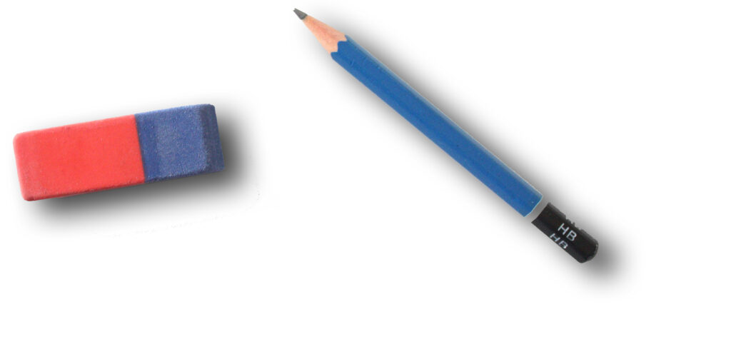 Radiergummie und Stift